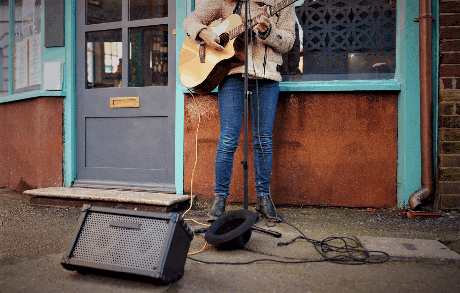 Photo shows readers how their outdoor guitar setup might look like