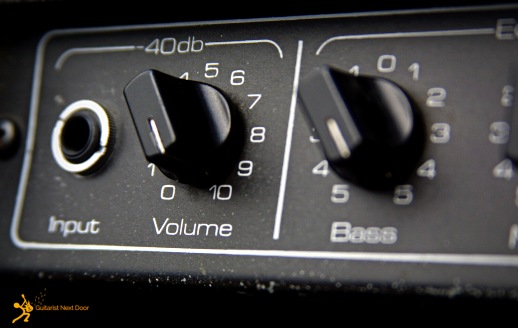 photo displays volume control of a guitar amp