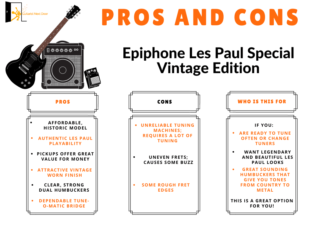 epiphone les paul special vintage edition pros and cons displayed for readers