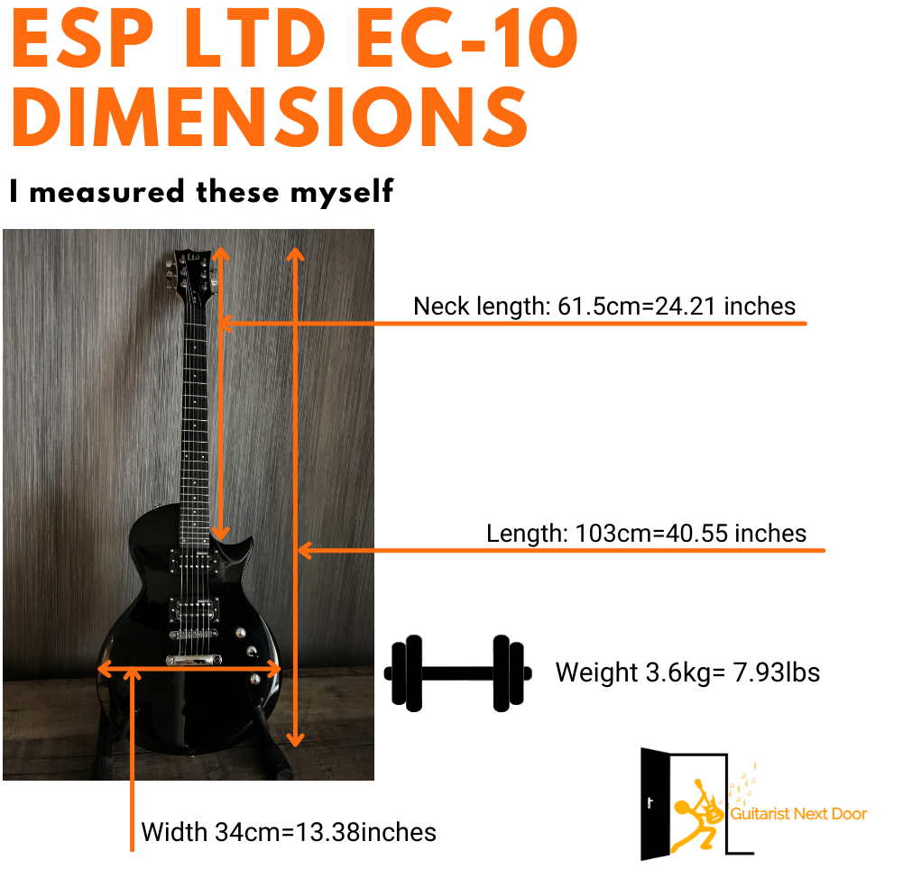 image displays ESP LTD EC-10 dimensions and weight