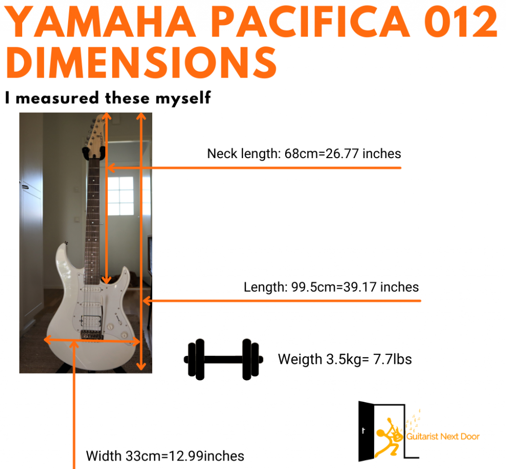 graph reveals Yamaha Pacifica 012 dimensions and weight