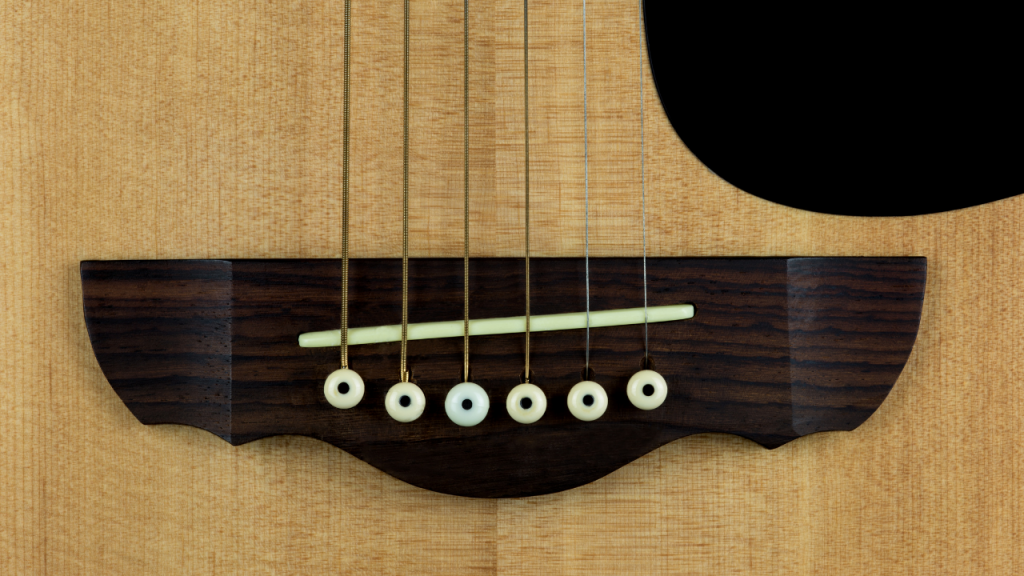 displays a Acoustic guitar bridge