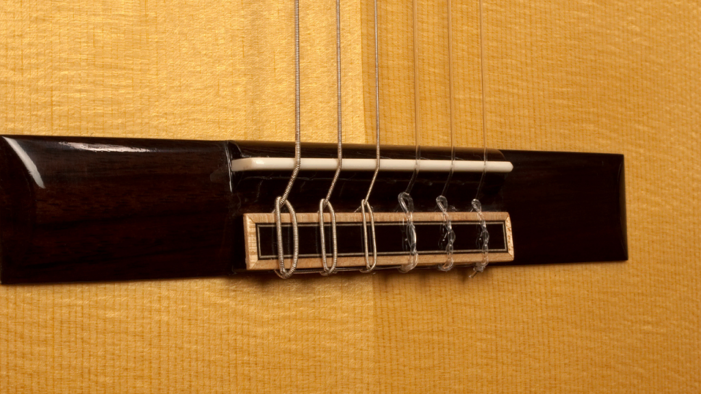 displays a Classical guitar bridge