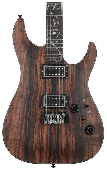 displays Schecter C-1 Exotic Ebony